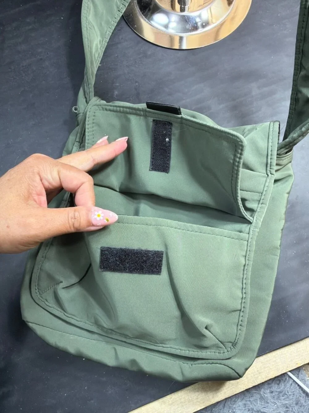 Fossil Mens Unisex Olive Green Nylon Canvas Crossbody Messenger Satchel Bag
